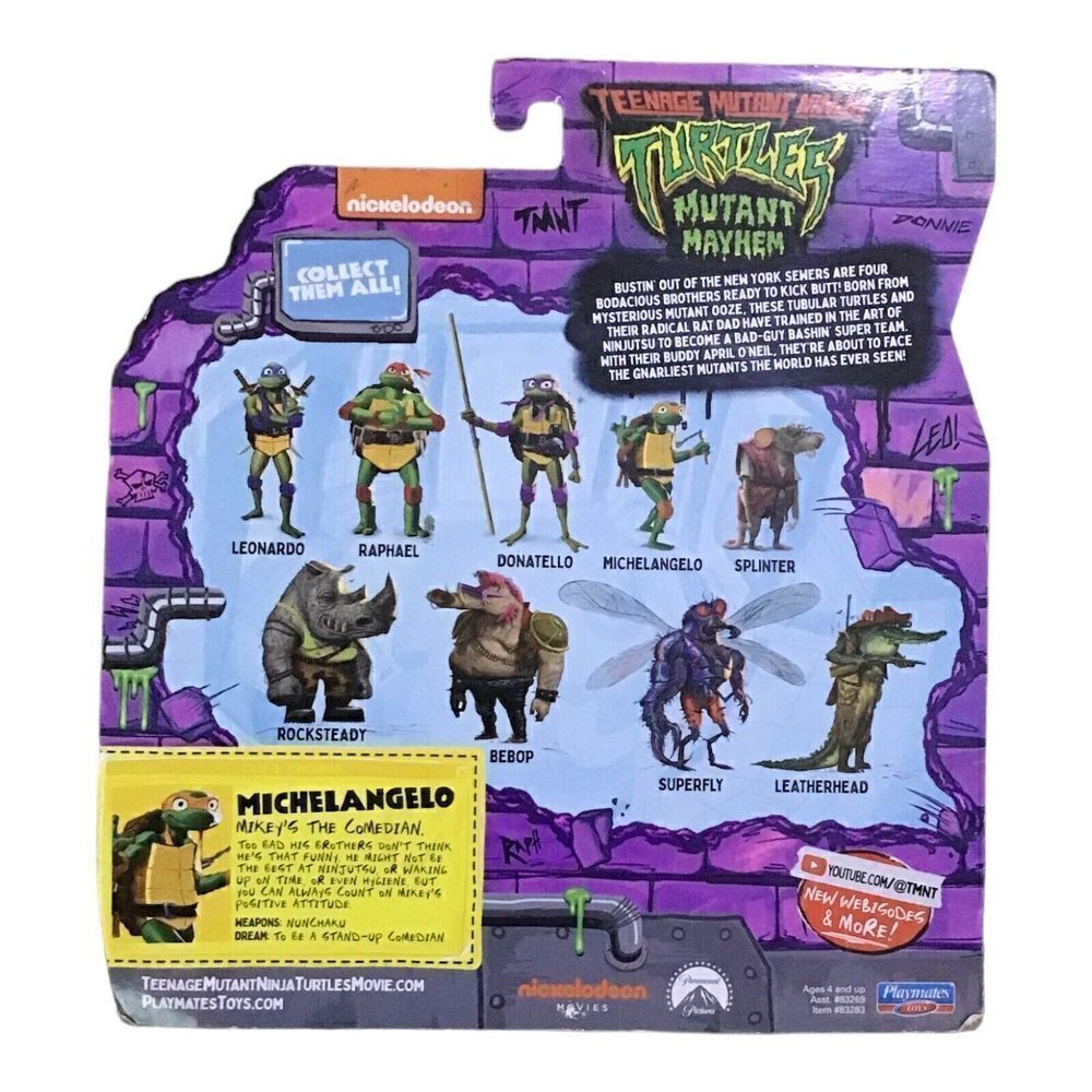 Teenage Mutant Turtles Michelangelo Figure w/ Accessories Nickelodeon - Picture 3 of 3